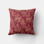 ヴィンテージ金ゴールドマルーンフローラダマスク クッション (裏面)