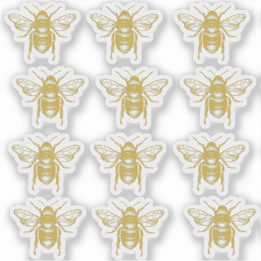 ヴィンテージ金ゴールドミツバチ養蜂家ステッカー シール (正面)