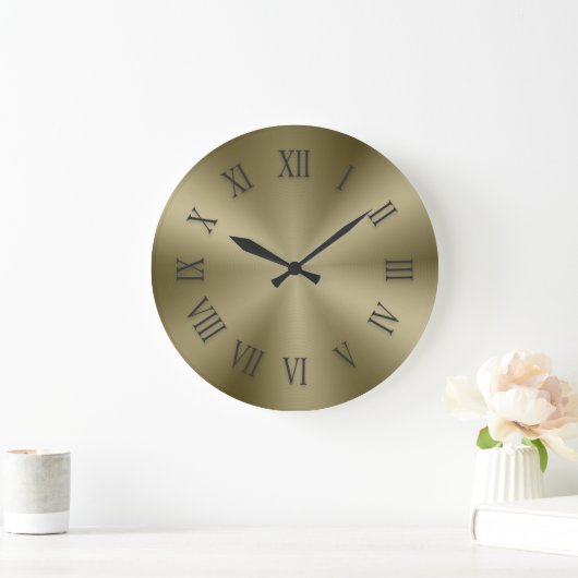 ヴィンテージ金ゴールドメタリッククロック(ローマ数字あり) ラージ壁時計 (ホーム)