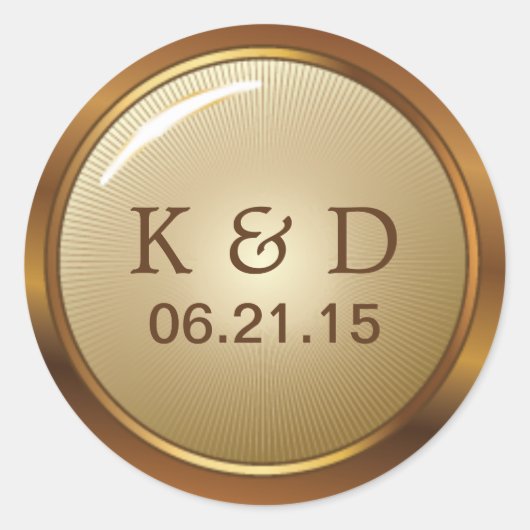 ヴィンテージ金ゴールドメタリック結婚ズ ラウンドシール (正面)