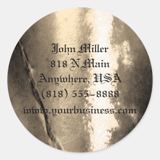 ヴィンテージ金ゴールドメタル&ストーンビジネスステッカー ラウンドシール (正面)