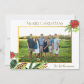 ヴィンテージ金ゴールドメリークリスマスボタニカルフォト シーズンカード (正面)