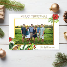 ヴィンテージ金ゴールドメリークリスマスボタニカルフォト