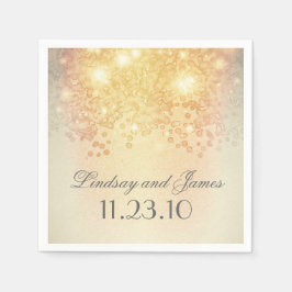 ヴィンテージ金ゴールドラ結婚イト スタンダードカクテルナプキン