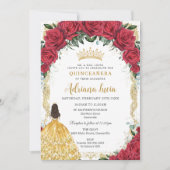 ヴィンテージ金ゴールドレッドローズイエロードレスキンセアニラ 招待状 (正面)