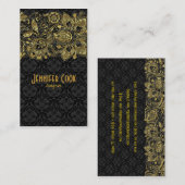 ヴィンテージ金ゴールドレース&フローラダマスク 名刺 (正面/裏面)