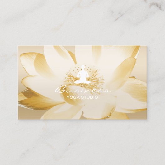 ヴィンテージ金ゴールドロータスヨガ&瞑想 名刺 (正面)