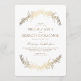 ヴィンテージ金ゴールドローレルリースエレガントウェディング 招待状