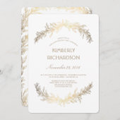 ヴィンテージ金ゴールドローレルリース誕生日パーティー 招待状 (正面/裏面)