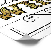 ヴィンテージ金ゴールドワインサインプリント ポスター (角)