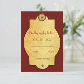 ヴィンテージ金ゴールドワールドトラベルをテーマにした結婚式RSVP 出欠カード (スタンド正面)