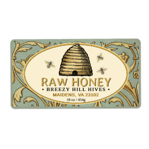 ヴィンテージ金ゴールド串とミツバチ長方形ハチミツ ラベル