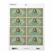 ヴィンテージ金ゴールド串とミツバチ長方形ハチミツ ラベル (フルシート)