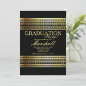 ヴィンテージ金ゴールド卒業招待状 招待状 (スタンド正面)