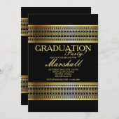 ヴィンテージ金ゴールド卒業招待状 招待状 (正面/裏面)