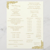 ヴィンテージ金ゴールド及びアイボリー結婚式 プログラム (裏面)