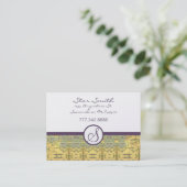 ヴィンテージ金ゴールド及び紫渦巻形のの花柄 名刺 (スタンド正面)