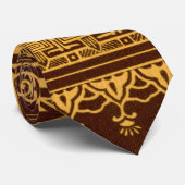 ヴィンテージ金ゴールド及び茶日本の装飾模様 ネクタイ (ロール)