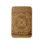 ヴィンテージ金ゴールド及び茶日本の装飾模様 バスマット (正面縦)