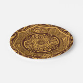 ヴィンテージ金ゴールド及び茶日本の装飾模様 ペーパープレート (アングル)