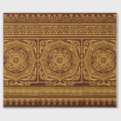 ヴィンテージ金ゴールド及び茶日本の装飾模様 ラッピングペーパー (フラット)