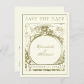 ヴィンテージ金ゴールド婚約エンジェルリングや輪 案内ポストカード (正面/裏面)