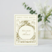 ヴィンテージ金ゴールド婚約エンジェルリングや輪 案内ポストカード (スタンド正面)