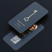 ヴィンテージ金ゴールド実在鍵エージェントQRコード 名刺