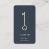 ヴィンテージ金ゴールド実在鍵エージェントQRコード 名刺 (正面)