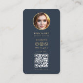 ヴィンテージ金ゴールド実在鍵エージェントQRコード 名刺 (裏面)