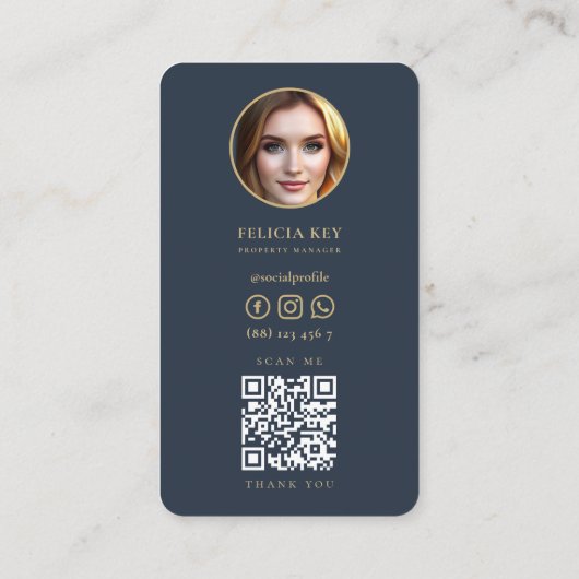 ヴィンテージ金ゴールド実在鍵エージェントQRコード 名刺 (裏面)