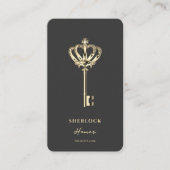 ヴィンテージ金ゴールド実在鍵不動産業者QR 名刺 (正面)