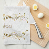 ヴィンテージ金ゴールド旋回フレーム キッチンタオル (四つ折り)