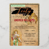 ヴィンテージ金ゴールド春女神、ミュシャ、50誕生日 箔招待状 (裏面)