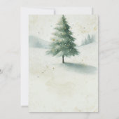 ヴィンテージ金ゴールド水色クリスマスパインツリーパーティー 招待状 (裏面)