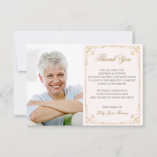 ヴィンテージ金ゴールド渦サンキューカード |色の編集 サンキューカード (正面)