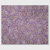 ヴィンテージ金ゴールド渦巻きパターガーリーン紫の妖精 ラッピングペーパー (フラット)