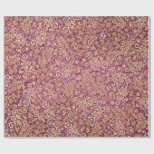 ヴィンテージ金ゴールド渦巻き模様かわいいピンクガーリー色 ラッピングペーパー (フラット)