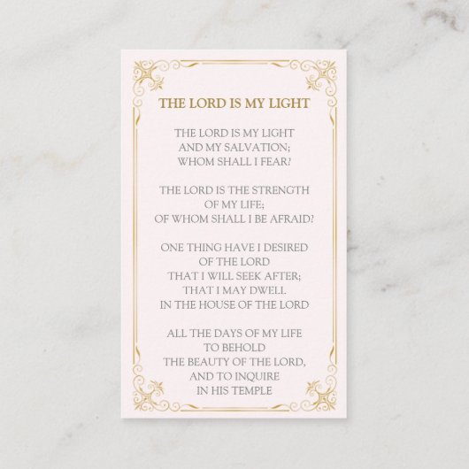 ヴィンテージ金ゴールド渦葬祈りの言葉カード |列の編集 名刺 (裏面)