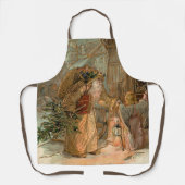 ヴィンテージ金ゴールド父クリスマスと天使 エプロン (正面)