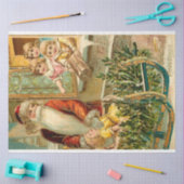 ヴィンテージ金ゴールド父クリスマスと子ども 薄葉紙 (クラフト)