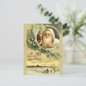 ヴィンテージ金ゴールド父クリスマスウィンターシーン シーズンポストカード (スタンド正面)