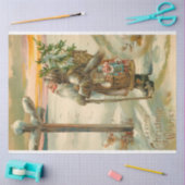 ヴィンテージ金ゴールド父クリスマスin雪 薄葉紙 (クラフト)