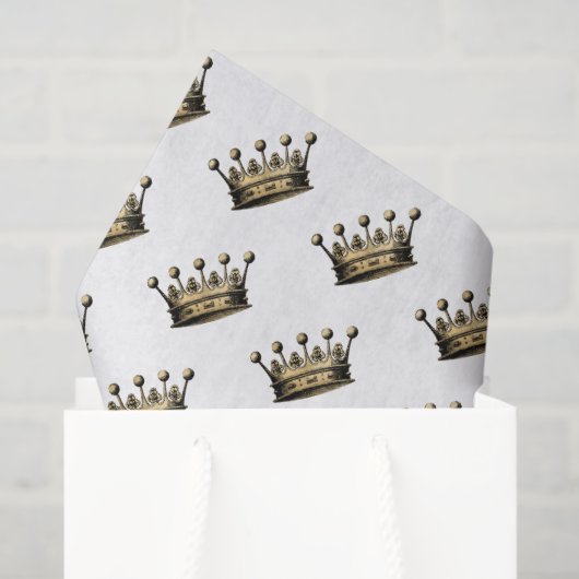 ヴィンテージ金ゴールド王室のクラウンパターンシックおもしろい 薄葉紙 (ギフトバッグ)