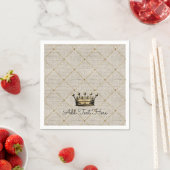 ヴィンテージ金ゴールド王室のクラウンリネンADD OWN文字 スタンダードカクテルナプキン (インサイチュ)