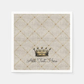 ヴィンテージ金ゴールド王室のクラウンリネンADD OWN文字 スタンダードカクテルナプキン (正面)