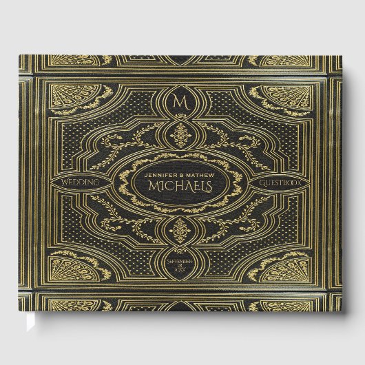 ヴィンテージ金ゴールド王室のルックゲストブック ゲストブック (正面)