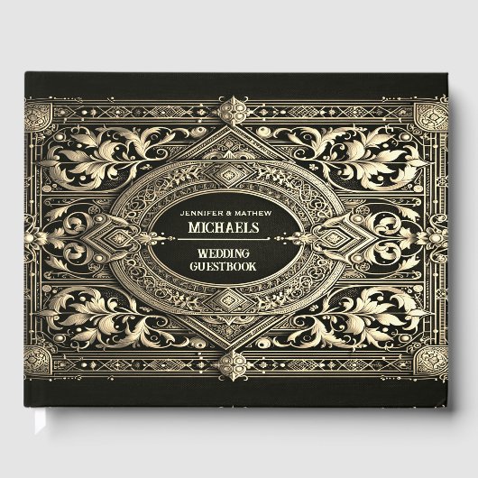 ヴィンテージ金ゴールド王室のルックゲストブック ゲストブック (正面)