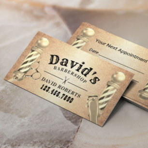 ヴィンテージ金ゴールド理容師バーバーバーショップ美容師 予約カード