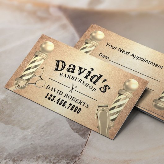 ヴィンテージ金ゴールド理容師バーバーバーショップ美容師 予約カード